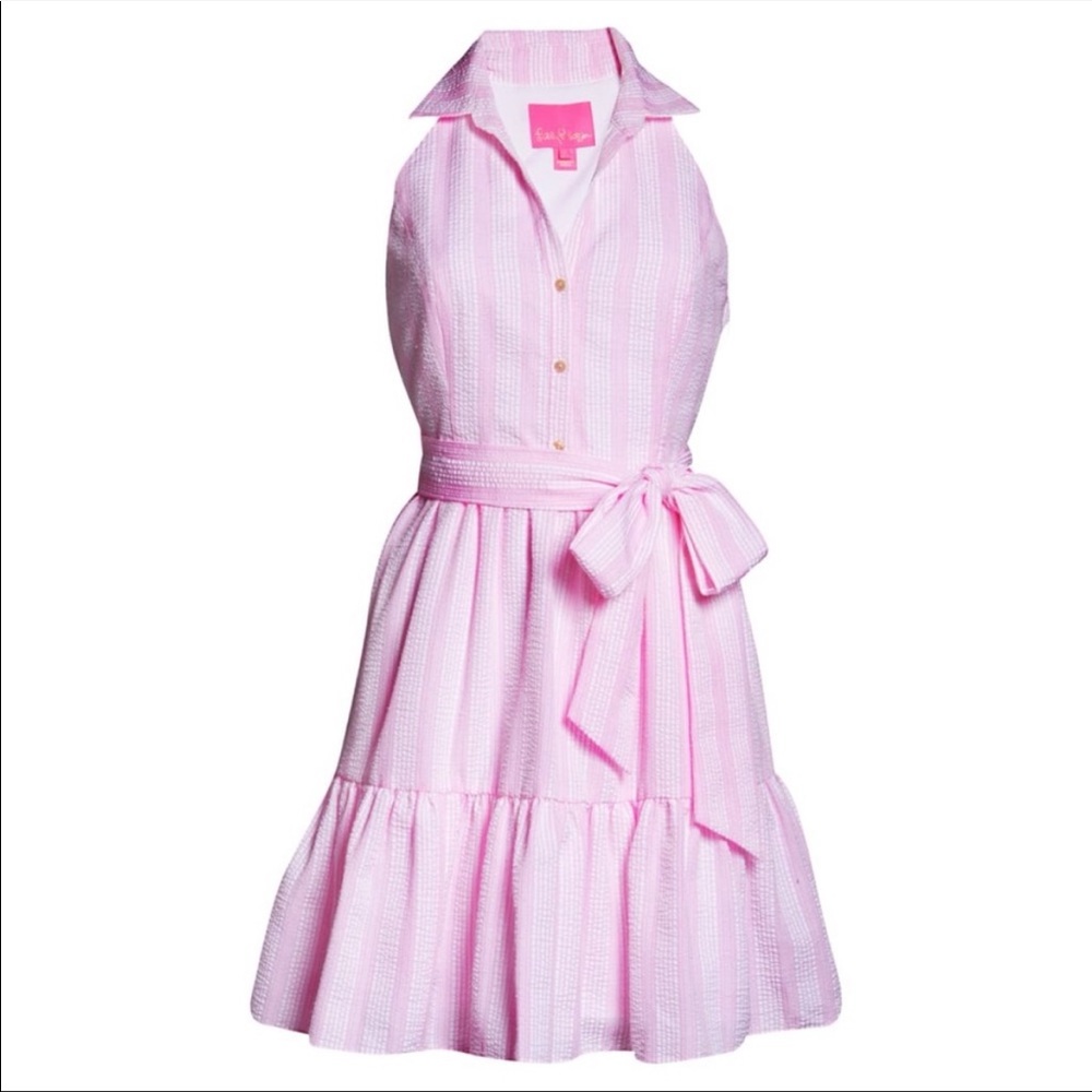 Lilly Pulitzer Trisha Pink Seersucker Dress NWT 0 - Picture 8 of 16